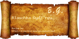 Blaschka György névjegykártya